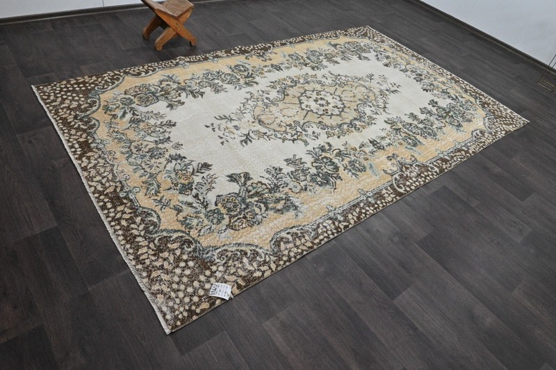 Oushak Turkish Vintage Rug 6x9 Kilim Rug Anatolian Handmade Boho Decor BEIGE gallery