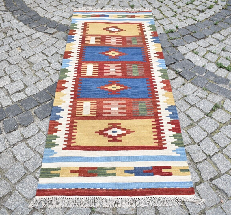 Turkish Runner Rug 33'' x 80'' Anatolian Hallway Kilim Flat Woven Corridor Rug gallery