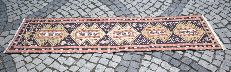Sumak Runner Kilim 30'' x 108'' Caucasian Terrific Animal Design Hallway Kilim gallery