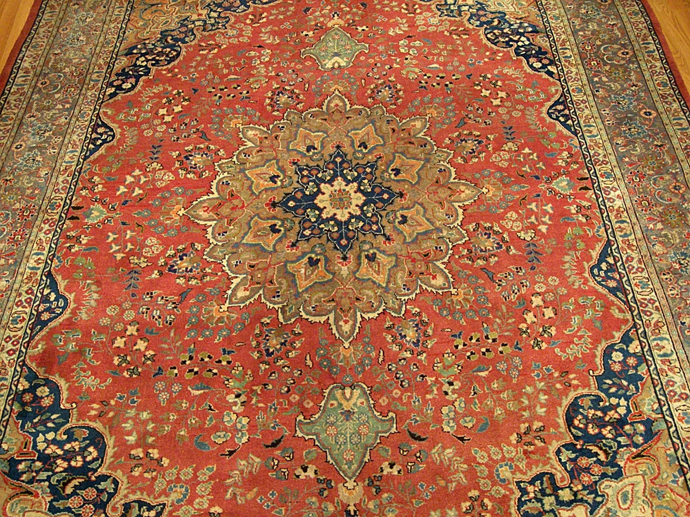 9.6 x 12.5 Handmade Fine Quality Antique Tabrez Rug Vegetable Dyes Natural Wool