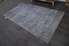 Oushak 4×8,Turkish Rug,vintage,anatolian,GRAY,kilim,Bohemian,handmade,wool
