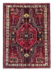 Vintage Hamedan Tribal Hand Knotted Wool Oriental Rug 4×6 Navy Geometric Boho