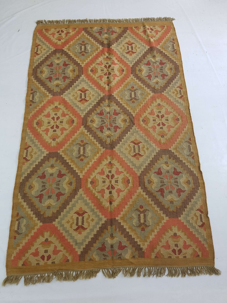 Vintage Handmade Traditional Floral Multicolor Kilim Floor Rug Carpet 246x156cm