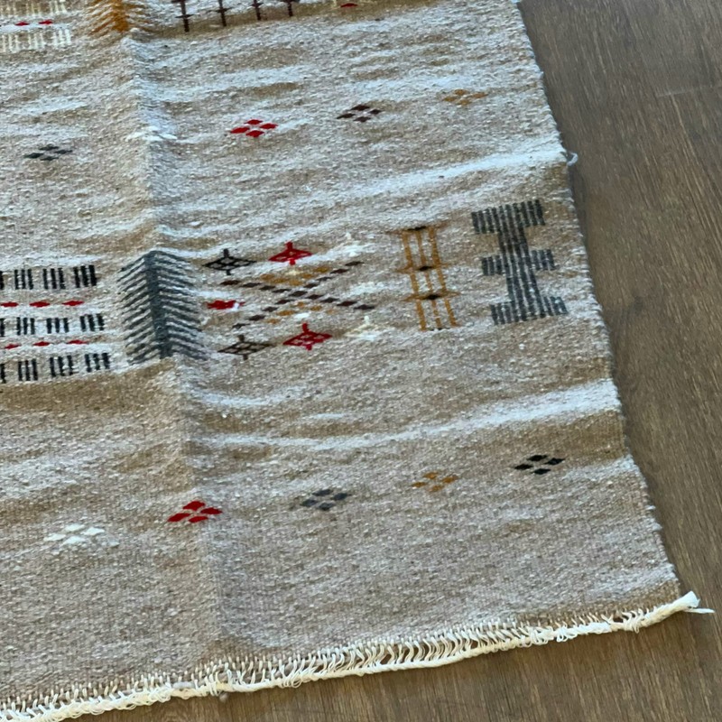 Algerian Amazigh Traditional Rug Beige w/ brown & black From the M'zab Valley gallery