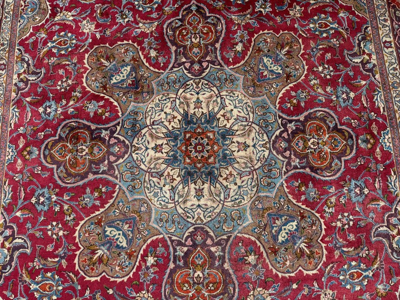 9x12 SIGNED RED ANTIQUE ORIENTAL RUG COLORFUL HAND-KNOTTED handmade big VINTAGE gallery
