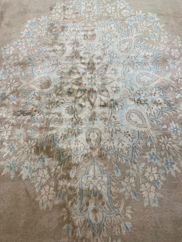 Oriental Hand-Knotted Wool Area Rug Turkish Oushak Ivory/Blue/Beige 9'7" x 12'7" gallery