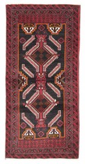 Vintage Geometric Area Rug 3’0″ x 5’10” Traditional Hand-Knotted Wool Carpet