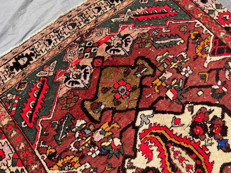 Terracotta Antique Caucasian Rug 5x7 ft Red Hand Knotted Geometric Faded Carpet gallery