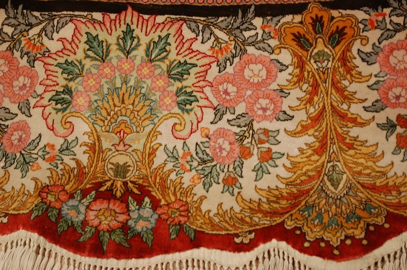 RARE HIGH KPSI BATH OF DIANA DESIGN FINE 100% SILK TURKISH HEREKE RUG 3'6"x4'10" gallery