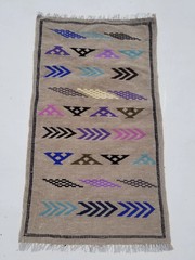 Vintage Traditional Handmade Moroccan Wool Multi Kilim Rug 3.0×1.7ft