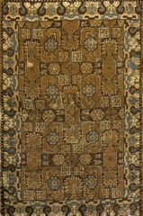 4’x5′ Antique Khotan East Turkestan Tribal Geometric Brown Earth Tone Color Rug