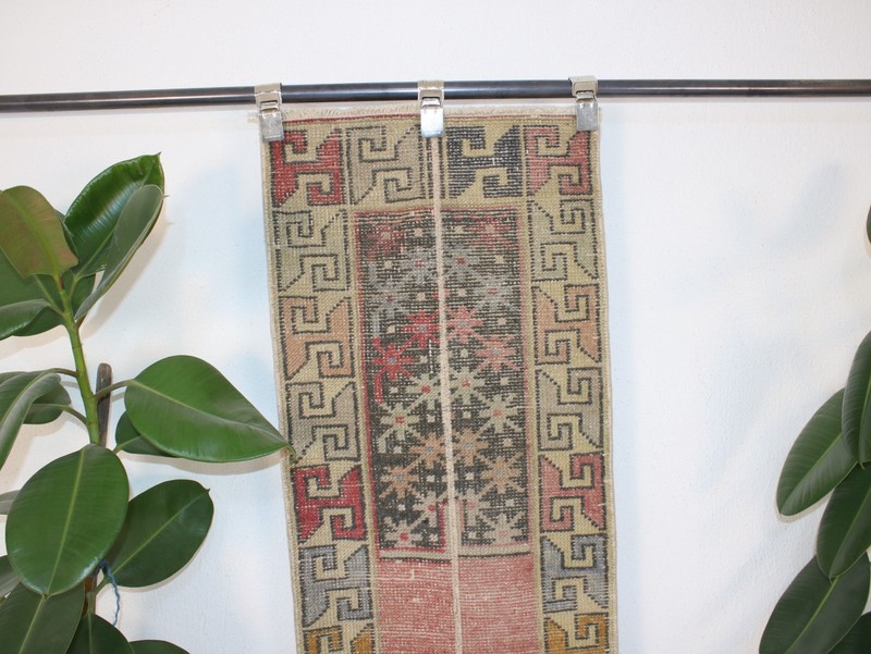Turkish Patchwork Runner Rug 1.6x8.5 Ft (50x260 cm) Handmade Red Blue Long Hall gallery