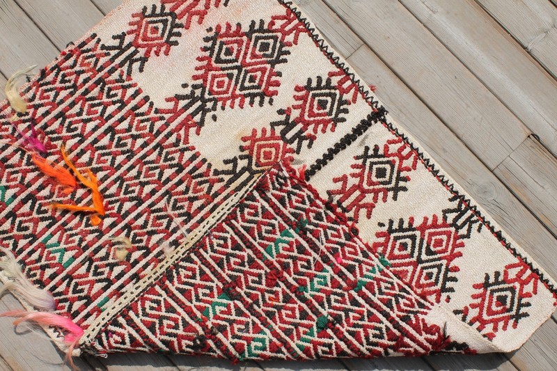 Turkish Rug 2x2 Woven Konya Decorative Cicim Wool Kilim 63x80cm Multi Color gallery