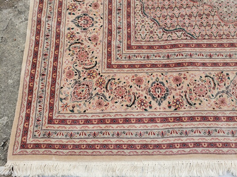 Stunning Oversized Oriental Rug 12x15 Wool & Silk Palace Carpet Mahi Peach Beige gallery