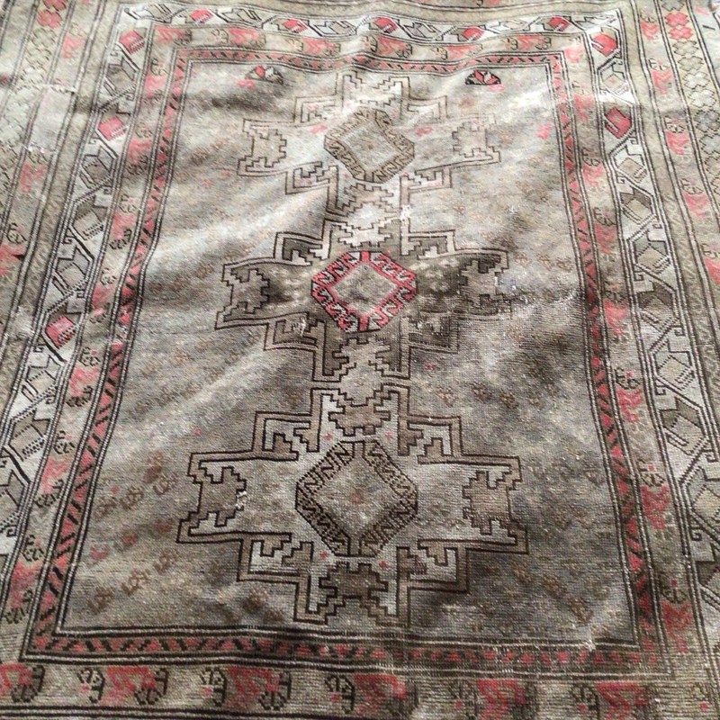 Antique Caucasian Shirvan Kazak Well Worn Repaired & Loved Rug Size 50” x 63.5” gallery