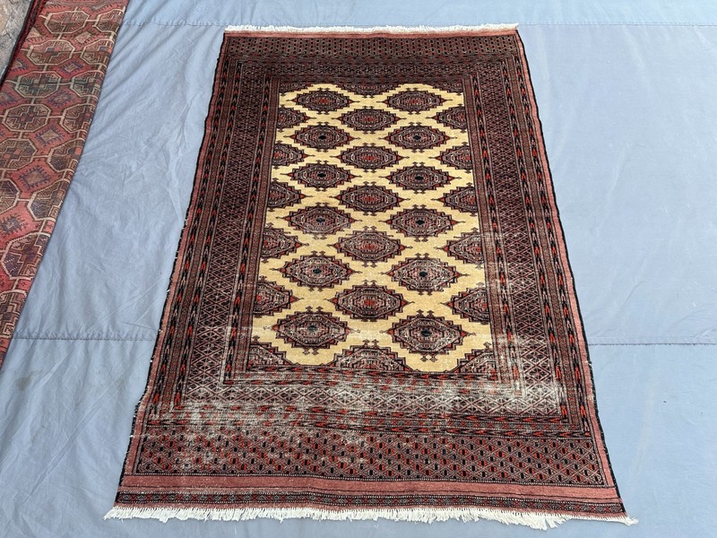 4'2 x 6'1 ft Antique Distressed Afghan Rug Low Pile Tribal Oriental Wool Carpet gallery