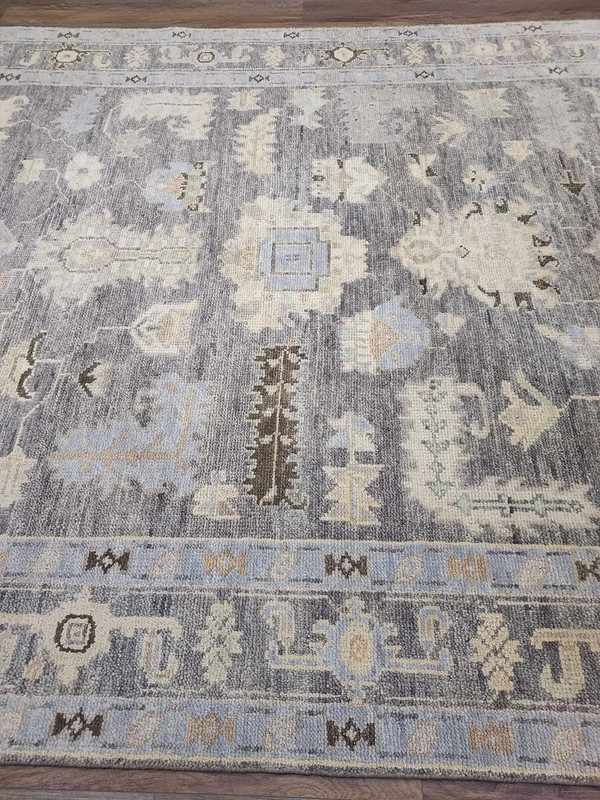 TURKISH OUSHAK RUG.MODERN MULTICOLORED AREA RUG 8x10 FT,HANDMADE BOHEMIAN RUG gallery
