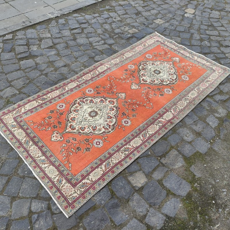 Vintage Area Rug 3.05 x 6.2 ft Bunyan Carpet , 3x6 Handmade 93 x 189 cm gallery