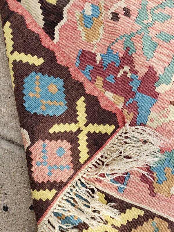 V227- ANTIQUE BESSARABIAN KILIM HAND WOVEN FLAT WEAVE runner 5.0*6.4 gallery