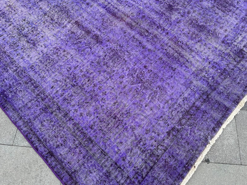Overdyed 6.3x9.4 ft Vintage Turkish Rug – Vibrant Purple Oushak Carpet gallery