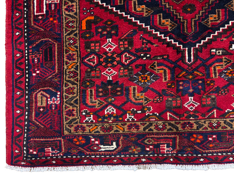 Vintage Zanjan Tribal Geometric Hand Knotted Wool Area Rug 5x7 Oriental Blue Red gallery