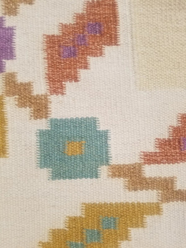 Fine Vintage Traditional Handmade Scandinavian Wool Multiclor Kilim 6.3x4.6 ft gallery