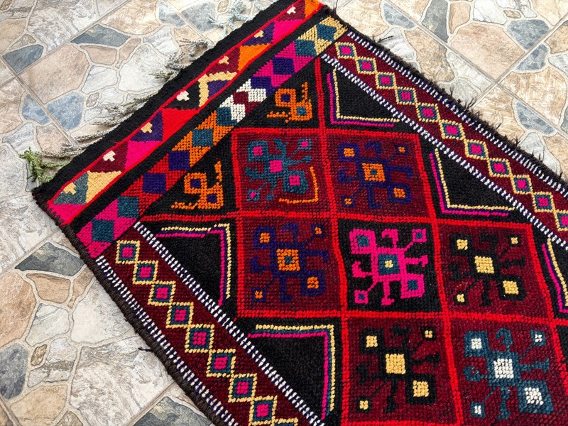 1980s Vintage Turkish Wool Runner Rug 2.9x12.7 ft Kurdish Pattern Tribal 1990s gallery