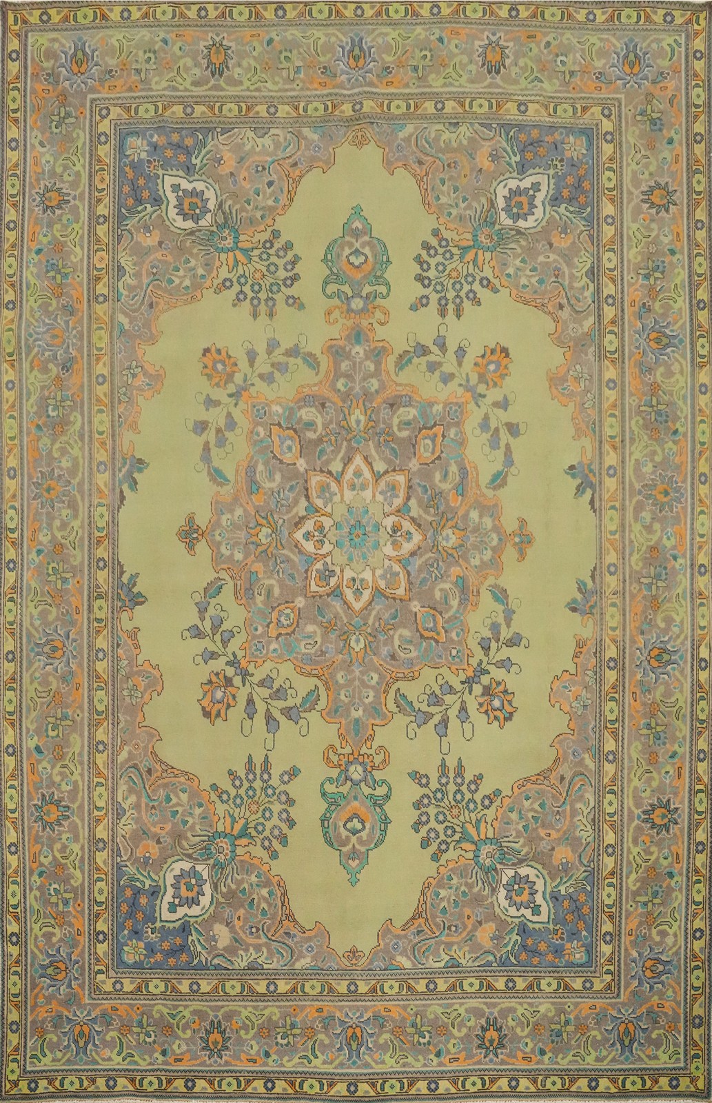 Traditional Green Overdyed Handmade Area Rug 9x12 Living Room Vintage Carpet gallery