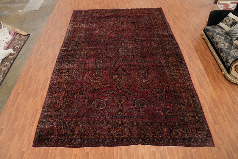 Vegetable Dye Red Antique Floral Large Rug 13x19 Ft Palace Size Wool Carpet gallery