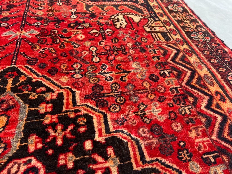 Vintage Caucasian Medallion Rug 3'8 x6'3 Red Hand Knotted Tribal Area Carpet Rug gallery