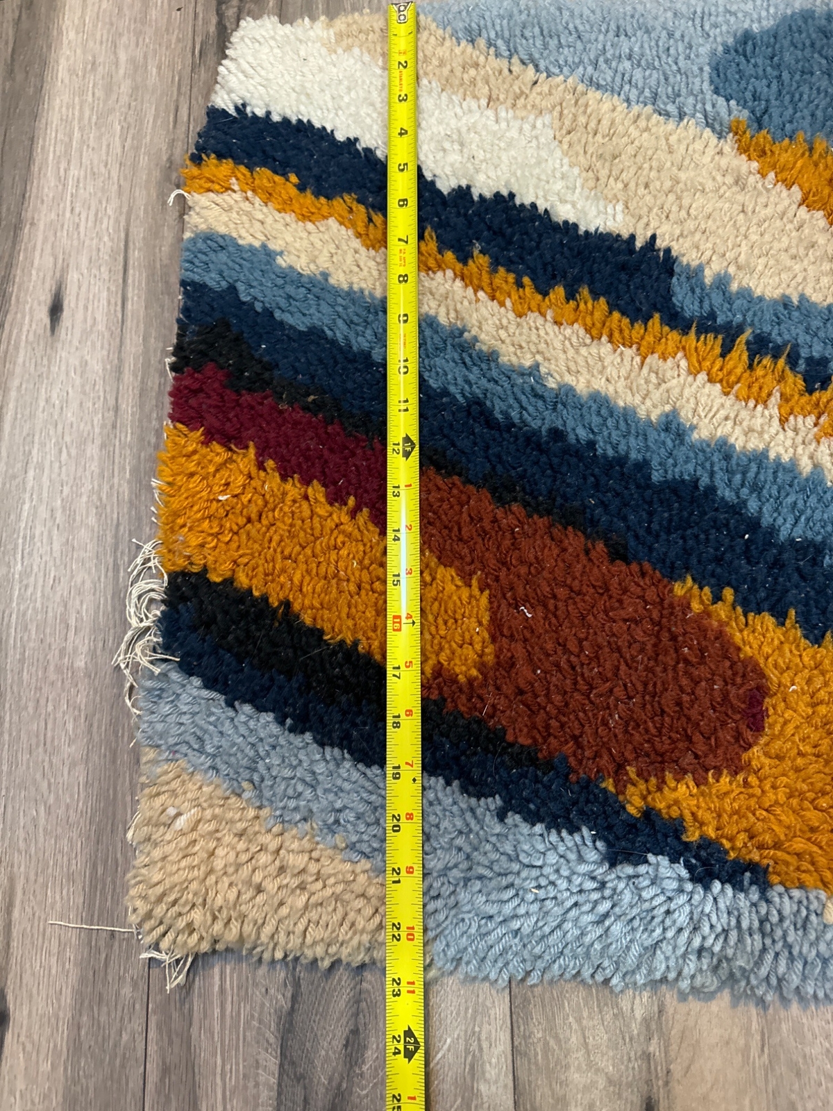 Vintage Hand-Woven Rug Hook Wool Multicolor Abstract Wall Hanging/Rug 22" x 30" gallery
