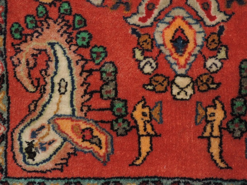 27" x 31" Handmade Square Sarouk Wool Rug gallery