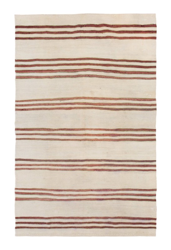 Striped Kilim Rug, Minimalist Turkish Kilim, 4'9" x 7'10", gallery