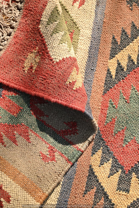 Handwoven Kilim Wool & Jute Area Rug - Flatweave Dhurrie Rug for Living Room Bed gallery