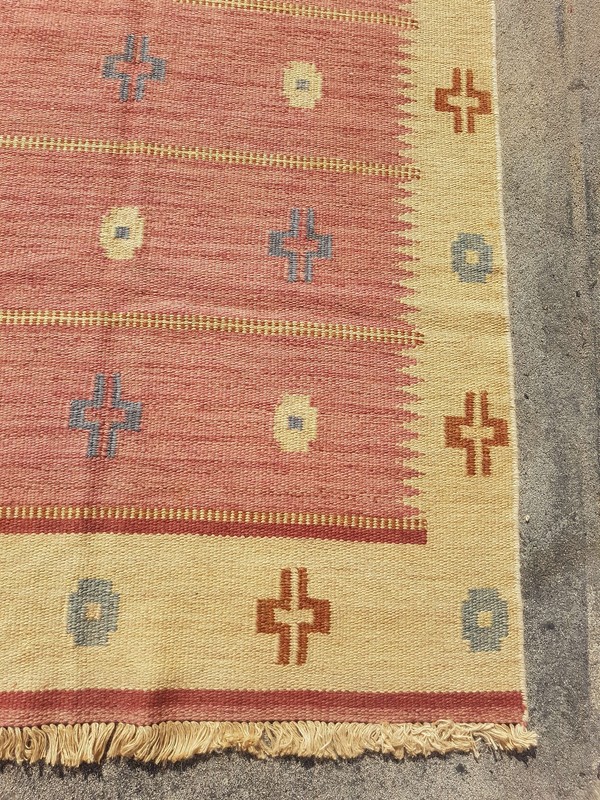 Vintage Handmade Traditional Geometric Brown Kilim Floor Rug Carpet 193x122cm gallery