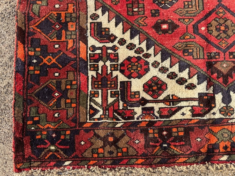 4x6 ANTIQUE ORIENTAL RUG HANDMADE heriz geometric vintage handwoven real 4x7 ft gallery