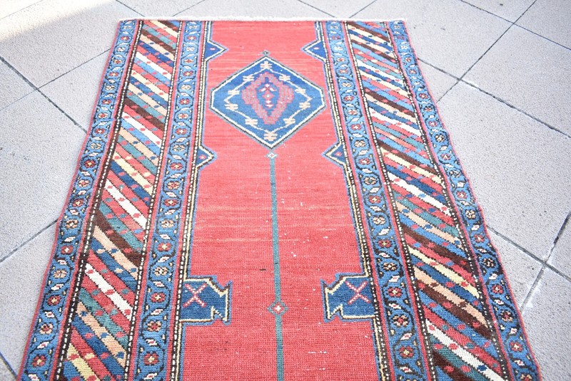 Antique Caucasian Rug 35'' x 99'' Collector Item Fragment Wall Hangings Wool Rug gallery