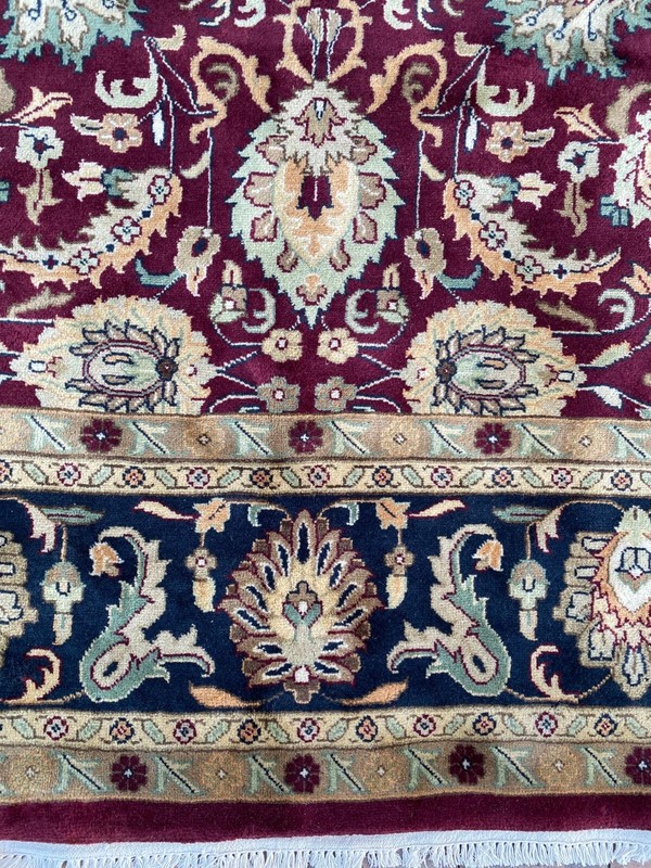 Stunning New Fine Floral Oriental Rug Handmade in India, Magenta and Teal, 9x12 gallery