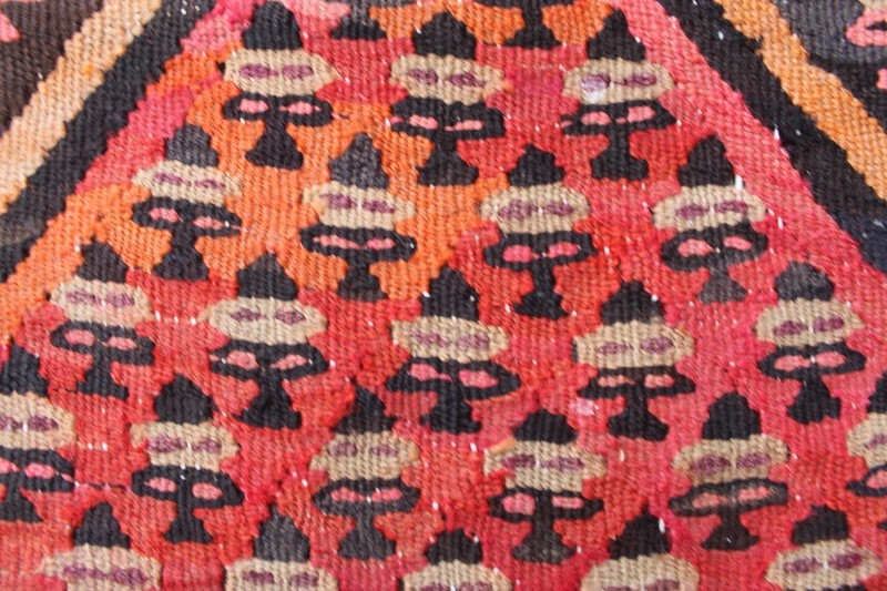 Vintage Traditional Hand Made Oriental Wool Red Pink Long Large kilim 274x127cm gallery