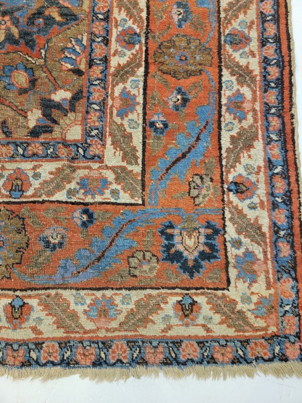 Antique Oriental Hand-Knotted Wool Area Rug Copper/Blue/Ivory 8'6" x 11'4" gallery