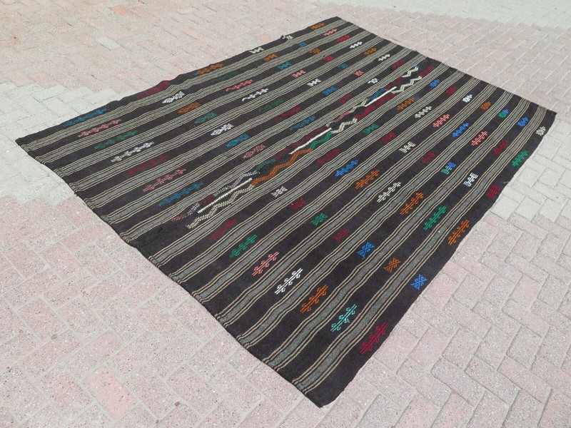 Anatolia Kilim Rug, Natural Wool Rug, Ethnic Rug, Handmade Kelim, Carpet 81x118" gallery