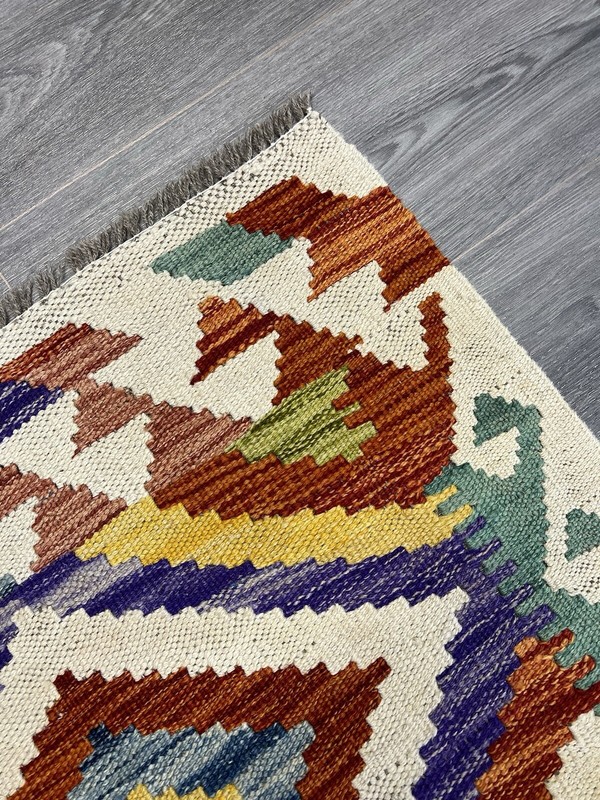 Handmade Kilim Runner wool natural colours Afghan Traditional 195cmx70cm gallery