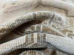 Vintage Oushak Rug 1’3×3’1 ft, Beige Brown Geometrical Boho Turkish Rug