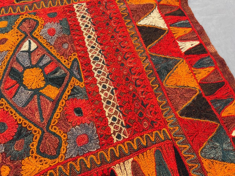 Vintage Afghan Hand Woven Sumak Kilim Rug 2.8x4.6 ft Colorful Tribal Wool Carpet gallery