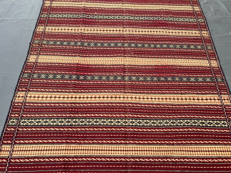 Vintage Afghan Handwoven Sumak Kilim Rug Geometric Tribal Wool Bedroom Rug gallery