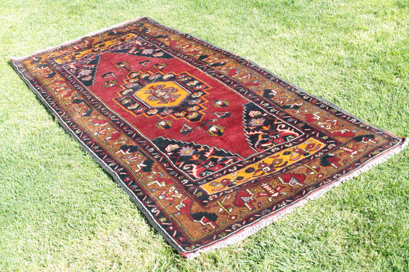 Rare Antique Cr1900-1939's Multi-Colored Wool Pile Area Rug 3'10''x9' gallery