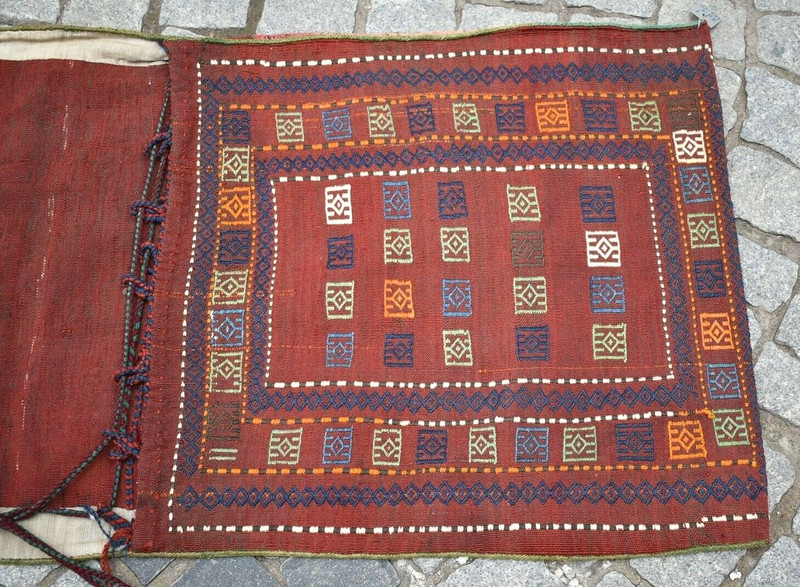 Antique Caucasian Rug 25'' x 62'' Collector Item Verneh Saddlebag Cicim Wool Rug gallery