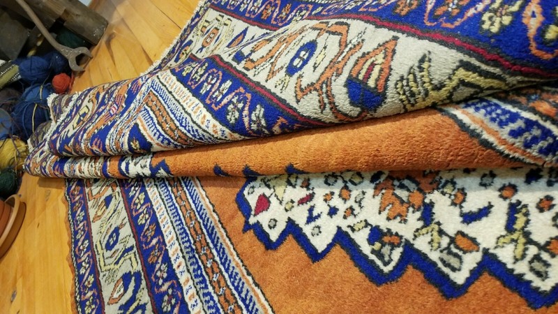 Beautiful Vintage 1950-1960s Wool Pile, Henna Dye Tribal Dowry Rug 4’4”x 6’6” gallery