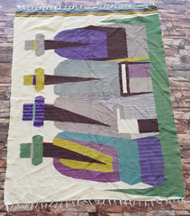 Vintage Handmade Traditional Mexican Kilim Floor Rug Carpet 138×113 cm