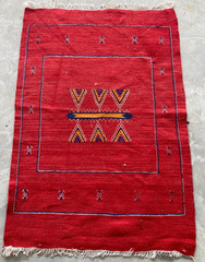 Vintage Traditional Handmade Moroccan Berber Wool Kilim Floor Rug 100×68 cm